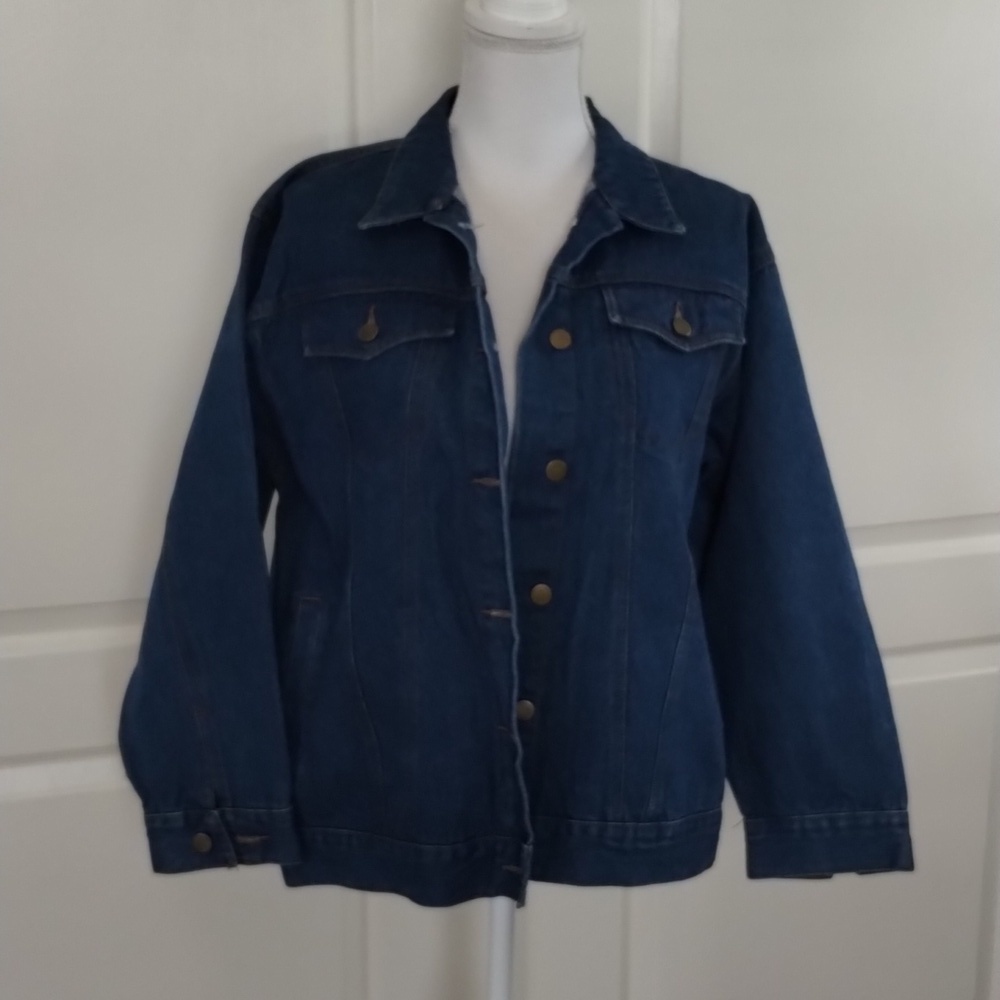 Denim Jean Jacket Women's large  Medium Wash Western Vibe unbranded